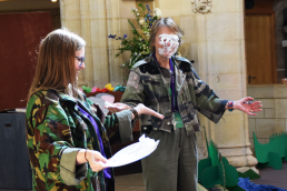 Liz Resch holiday_club_with custard pie in face